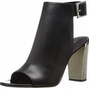 Calvin Klein Norah Black Leather Block Heel Sandals – Size 6